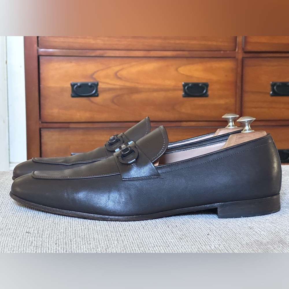 Salvatore Ferragamo Gancini Brown Leather Men’s Dress Loafers Shoe Size 11.5 D - Picture 9 of 15